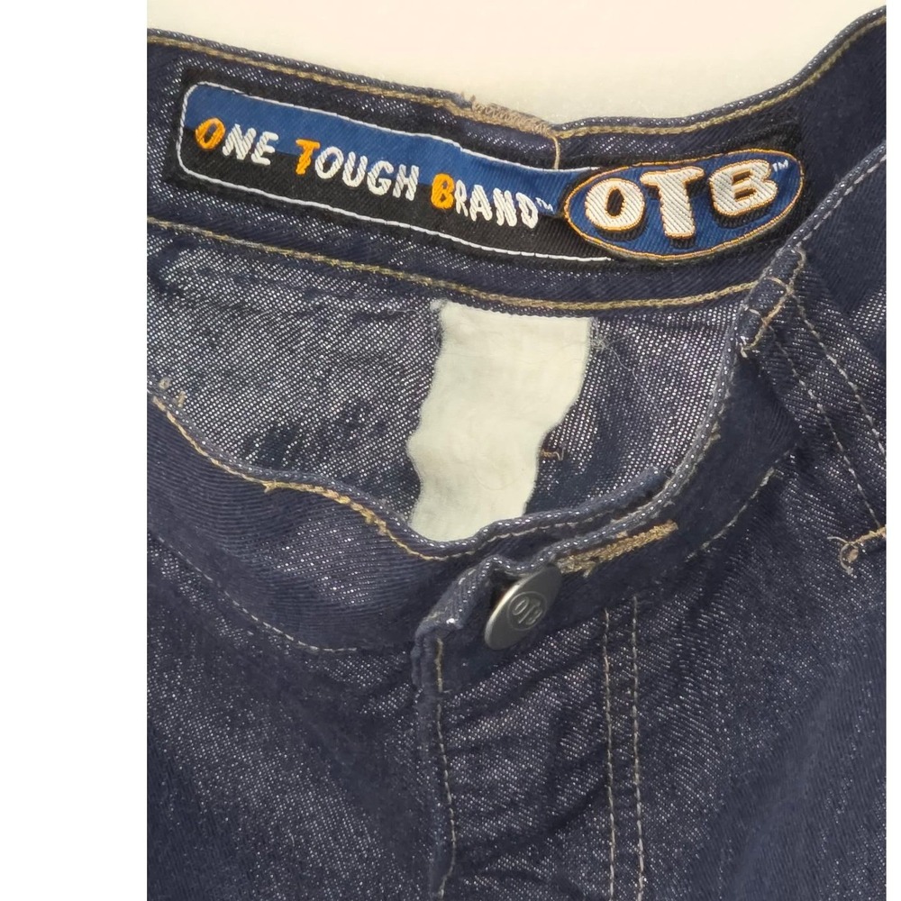 OTB One Tough Brand Mens Dark Wash Straight Leg Denim Jeans Indigo Blue - Picture 5 of 6